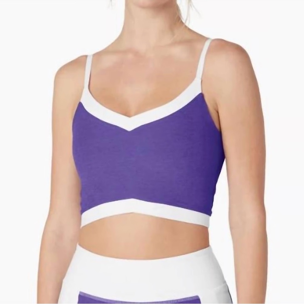 Beyond Yoga Purple and White Sports Bra